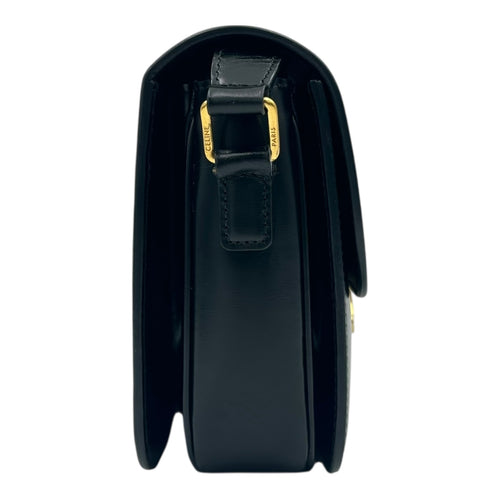 Triomphe Crossbody Bag Medium Black in Calfskin, Gold hardware