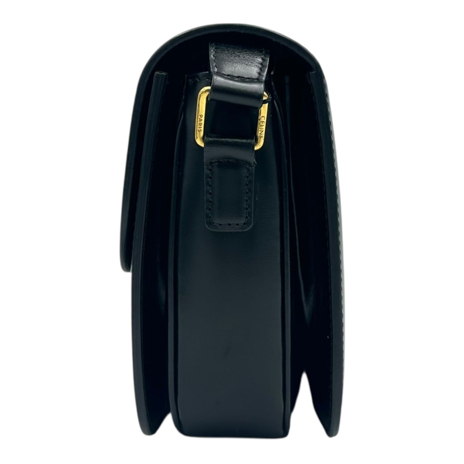 Triomphe Crossbody Bag Medium Black in Calfskin, Gold hardware