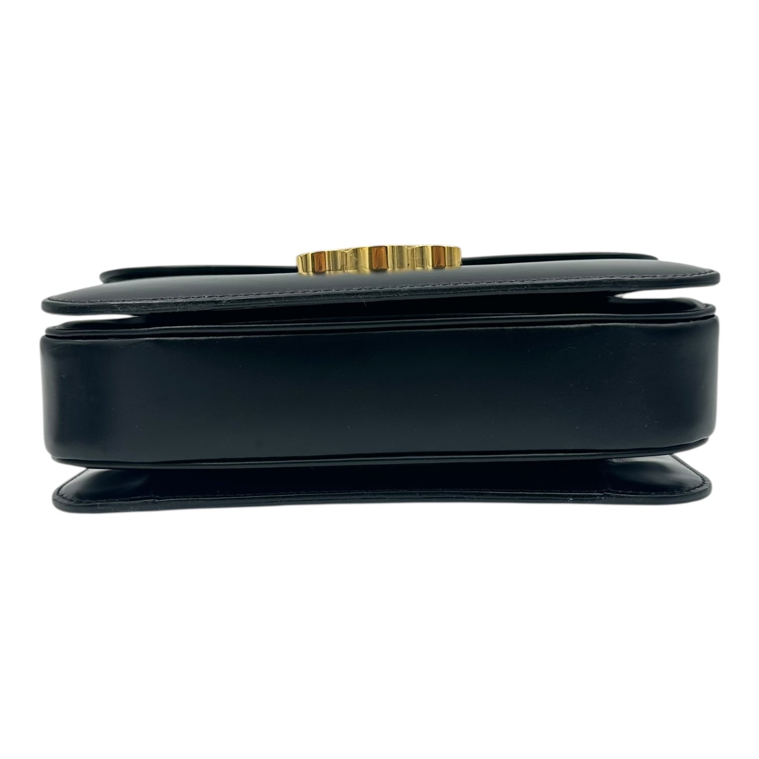 Triomphe Crossbody Bag Medium Black in Calfskin, Gold hardware