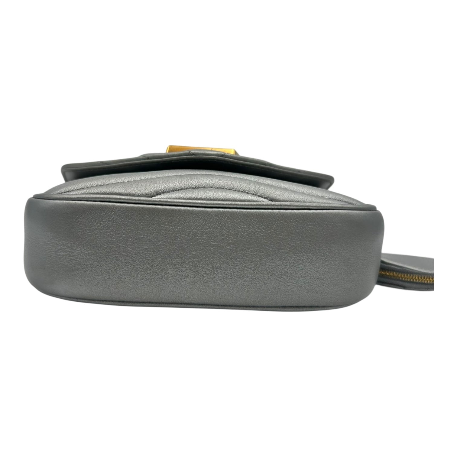 New Wave Crossbody Bag Silver in Calfskin, Gold hardware