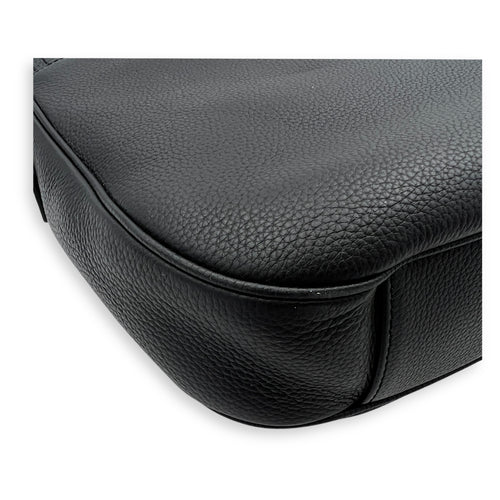 Saddle Messenger Black in Calfskin, Silver hardware
