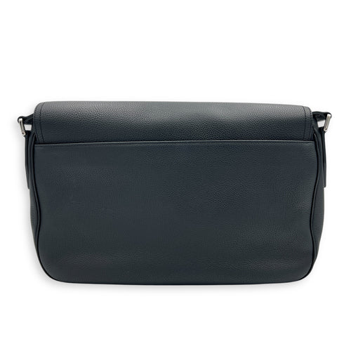 Saddle Messenger Black in Calfskin, Silver hardware