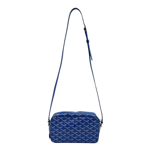 Cap Vert Messenger Blue in Coated Canvas, Silver hardware