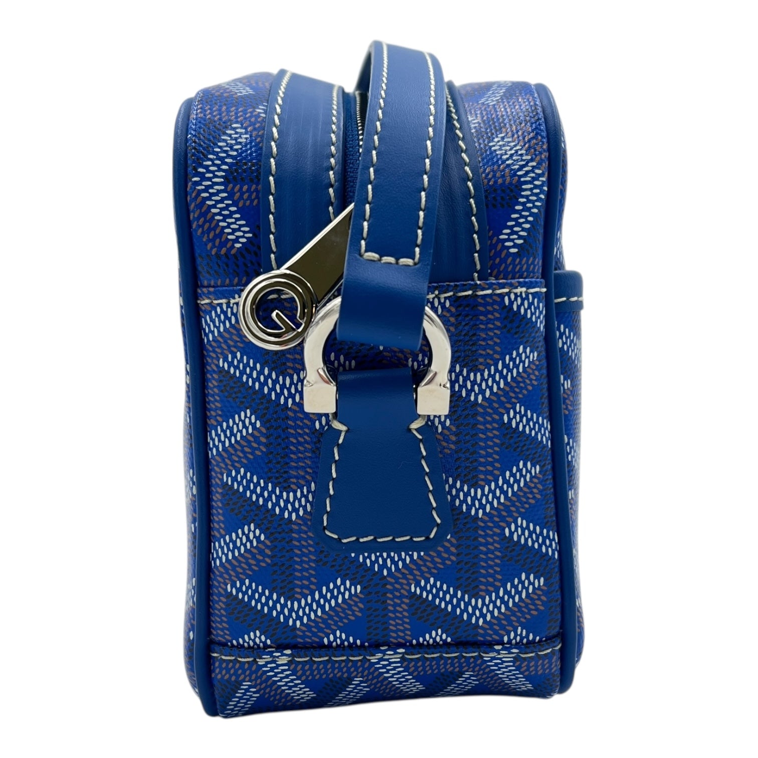 Cap Vert Messenger Blue in Coated Canvas, Silver hardware