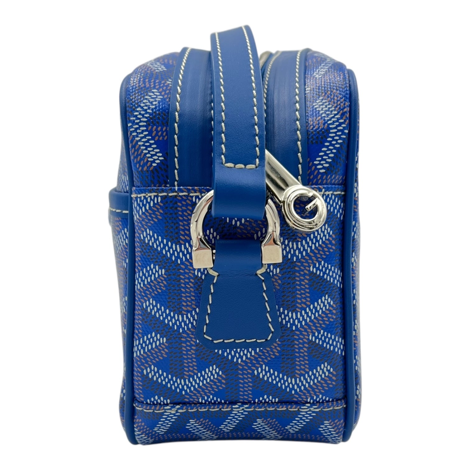 Cap Vert Messenger Blue in Coated Canvas, Silver hardware