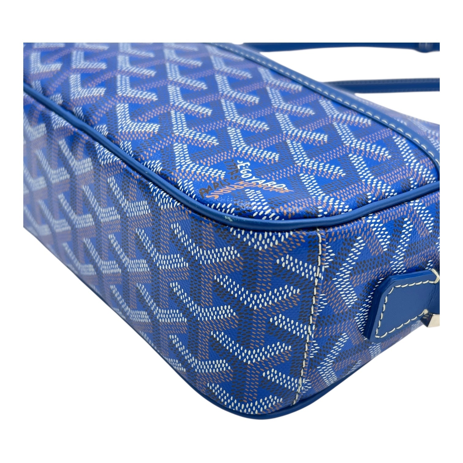 Cap Vert Messenger Blue in Coated Canvas, Silver hardware