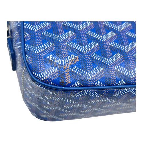 Cap Vert Messenger Blue in Coated Canvas, Silver hardware