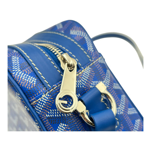 Cap Vert Messenger Blue in Coated Canvas, Silver hardware