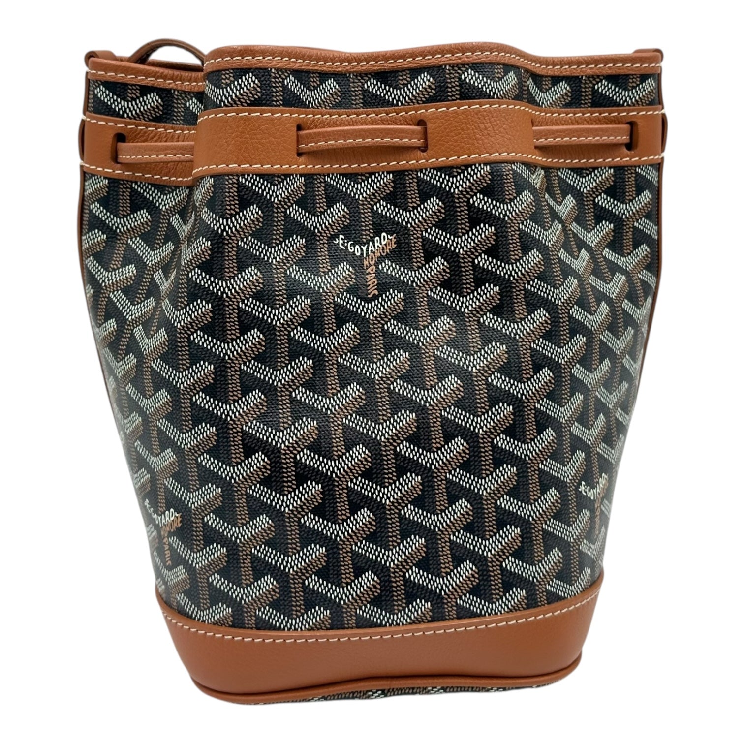 Petit Flot Bucket Bag Brown in Coated Canvas, Silver hardware