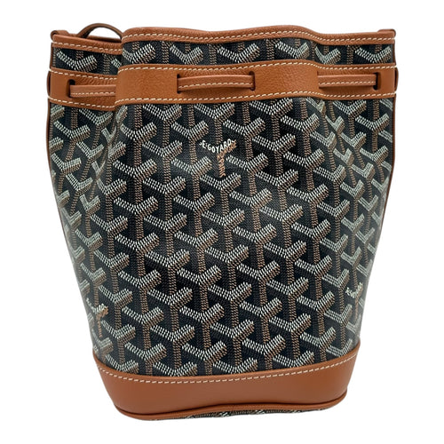 Petit Flot Bucket Bag Brown in Coated Canvas, Silver hardware