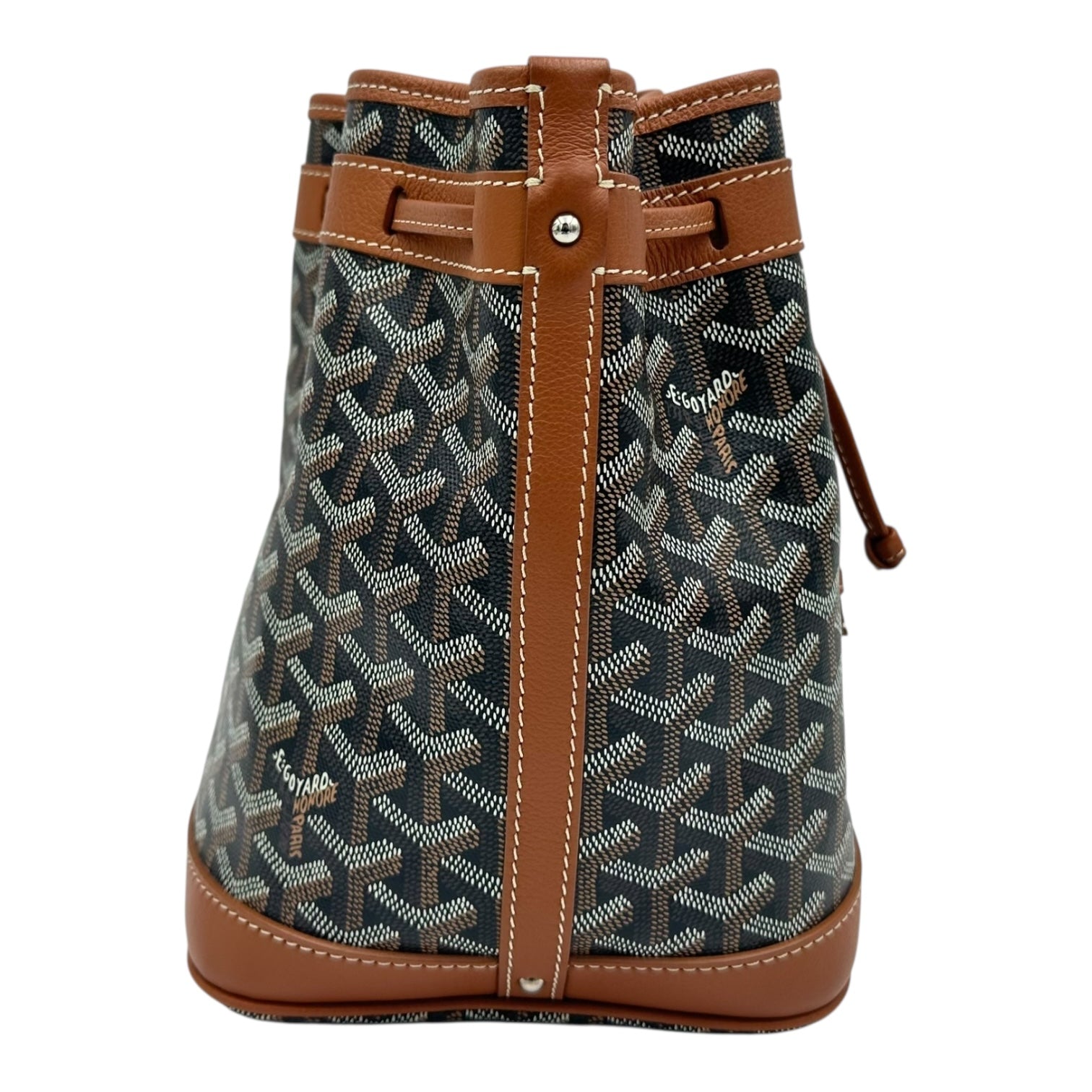 Petit Flot Bucket Bag Brown in Coated Canvas, Silver hardware