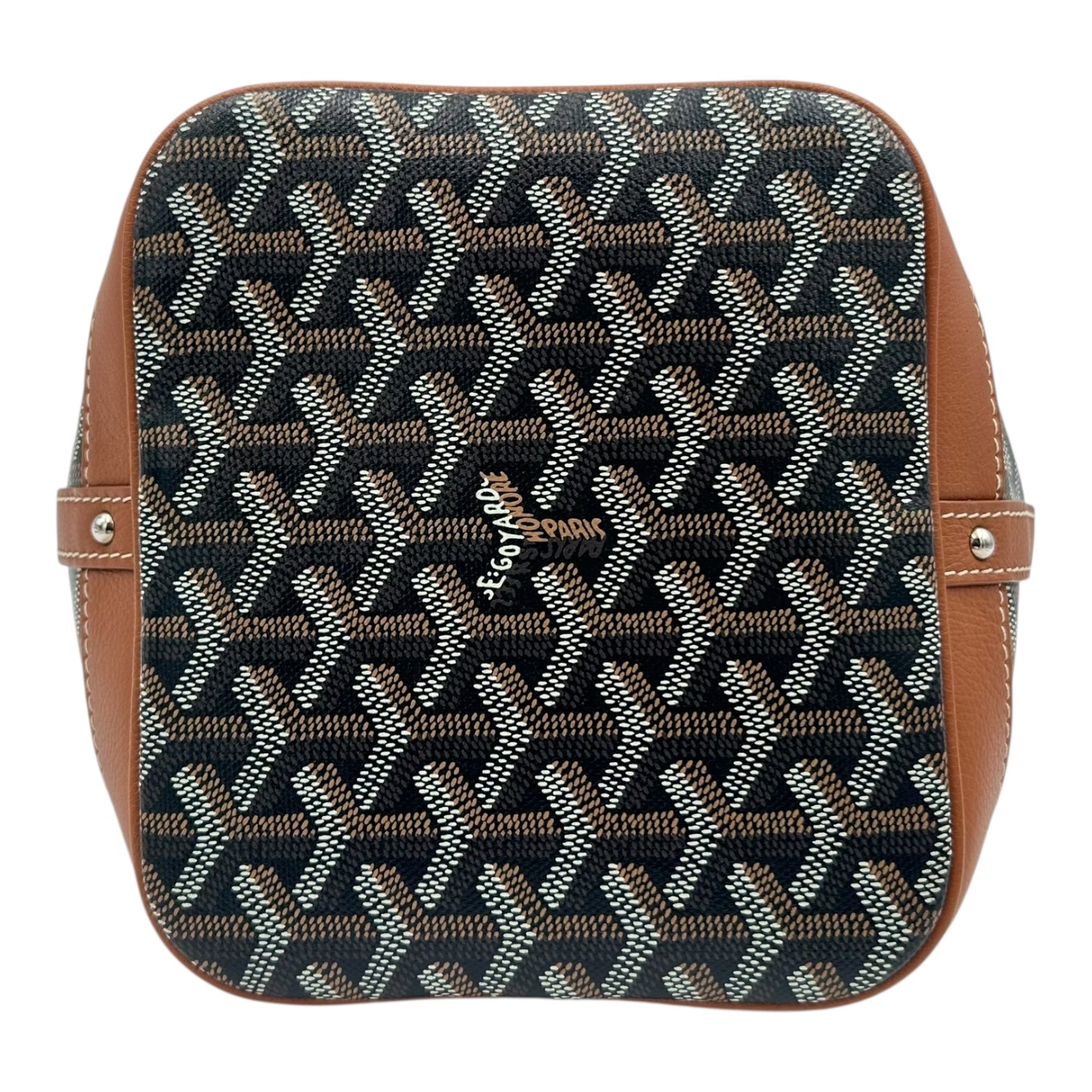 Petit Flot Bucket Bag Brown in Coated Canvas, Silver hardware