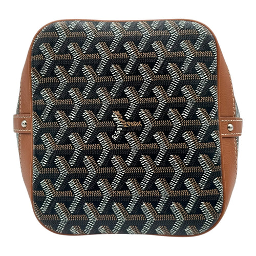 Petit Flot Bucket Bag Brown in Coated Canvas, Silver hardware