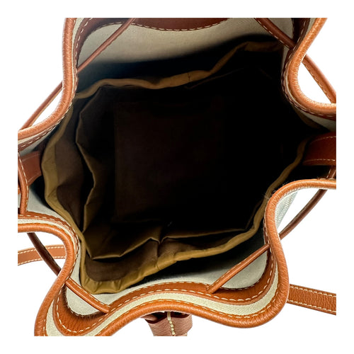 Petit Flot Bucket Bag Brown in Coated Canvas, Silver hardware