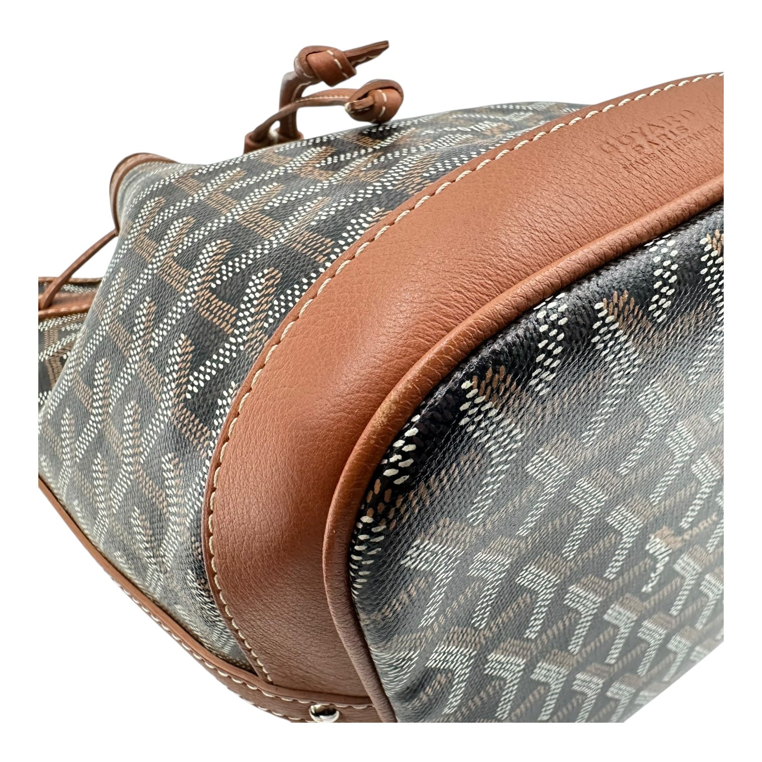 Petit Flot Bucket Bag Brown in Coated Canvas, Silver hardware