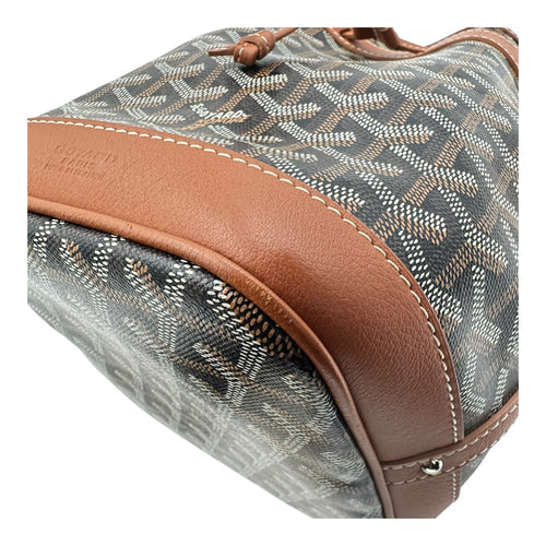 Petit Flot Bucket Bag Brown in Coated Canvas, Silver hardware