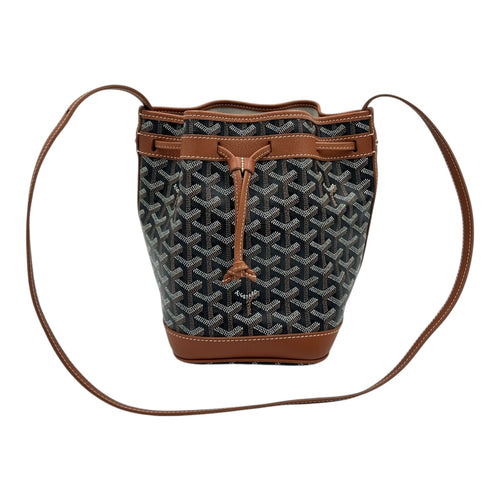 Petit Flot Bucket Bag Brown in Coated Canvas, Silver hardware