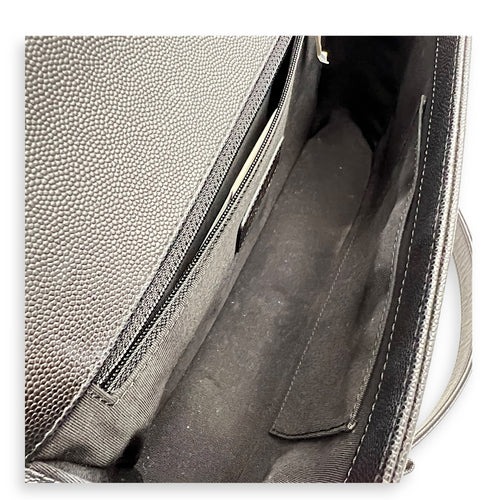 Boy Large Black Shoulder Bag in Caviar Leather, Gold hardware