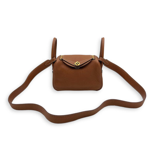 Lindy Mini Gold Shoulder Bag in Clemence, Gold hardware