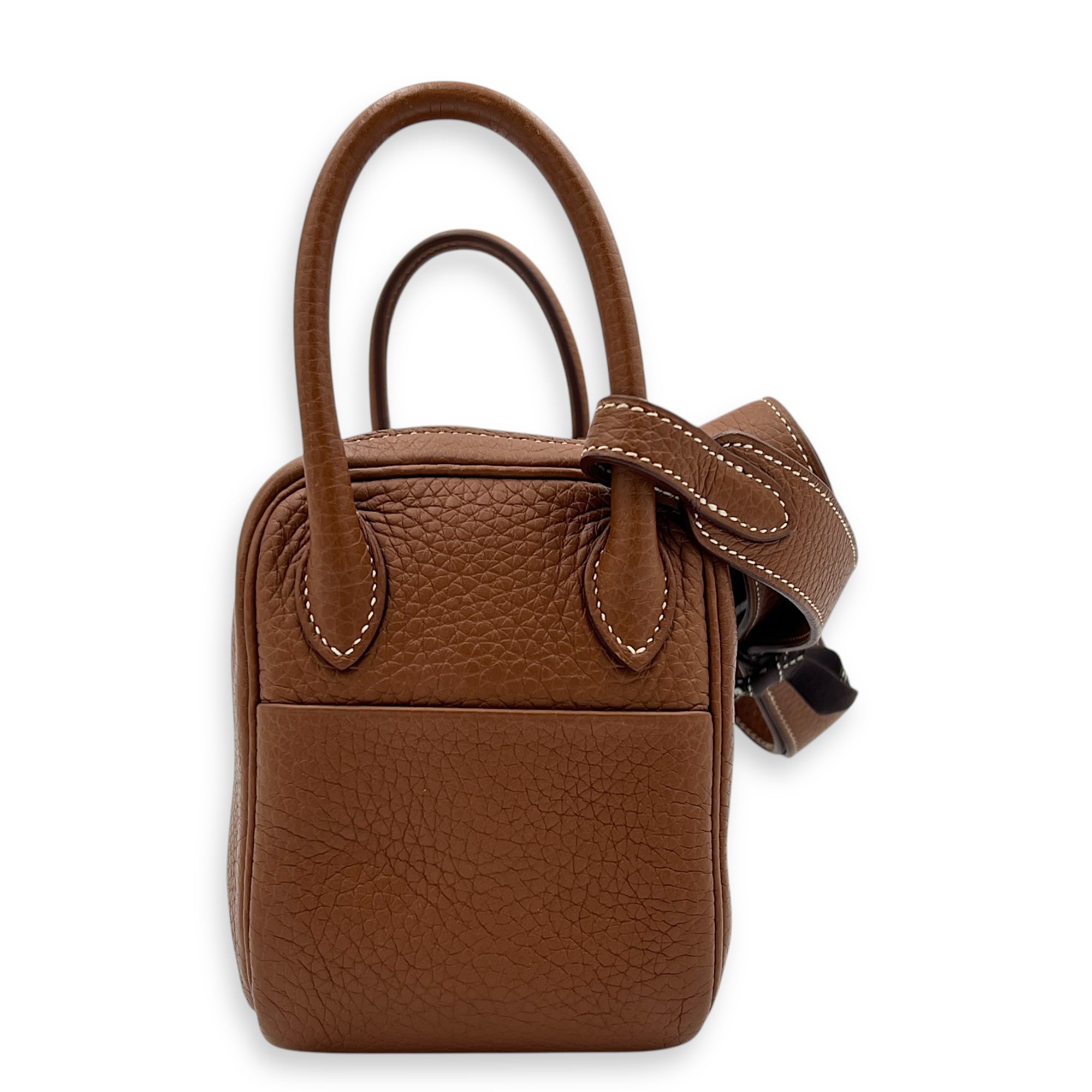 Lindy Mini Gold Shoulder Bag in Clemence, Gold hardware