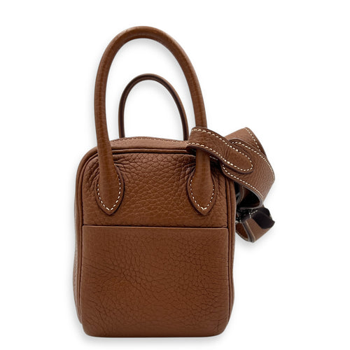 Lindy Mini Gold Shoulder Bag in Clemence, Gold hardware