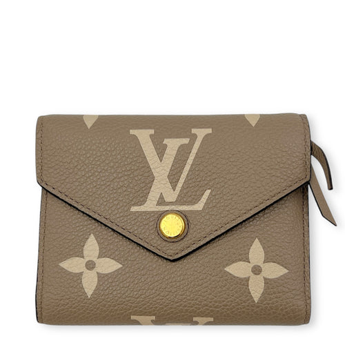 Victorine Wallet Beige in Empreinte Leather, Gold hardware