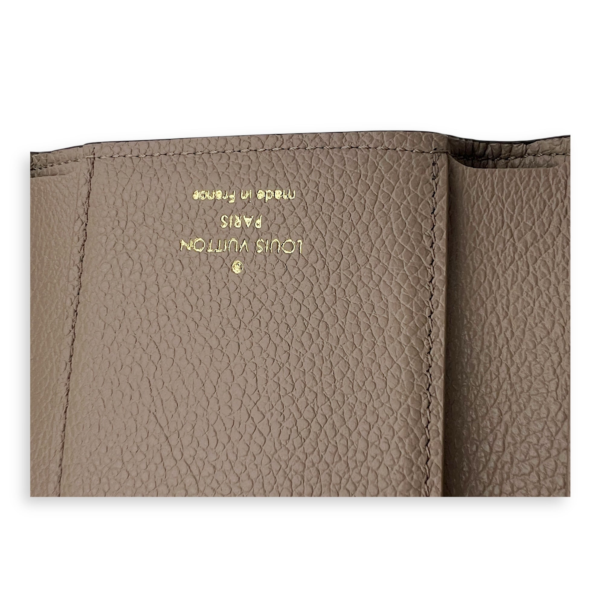 Victorine Wallet Beige in Empreinte Leather, Gold hardware