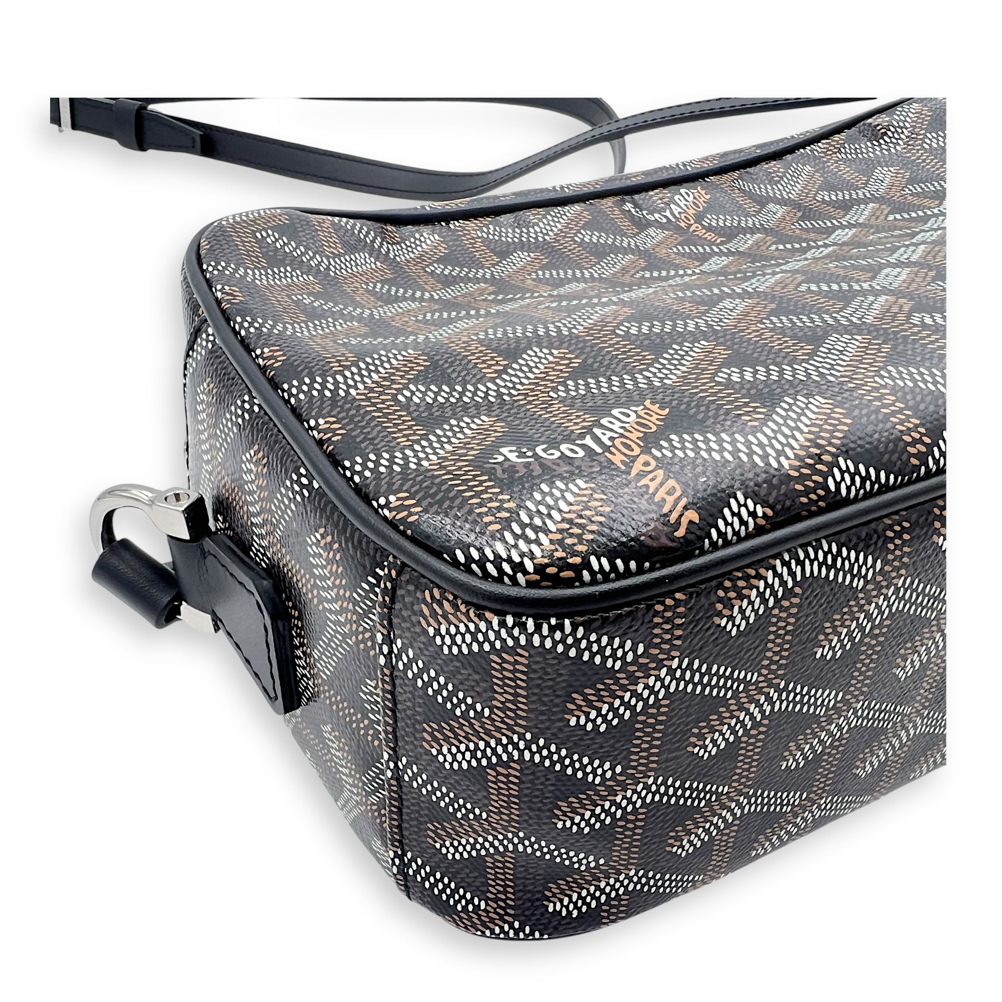 Cap Vert Crossbody Bag Black in Coated Canvas, Silver hardware