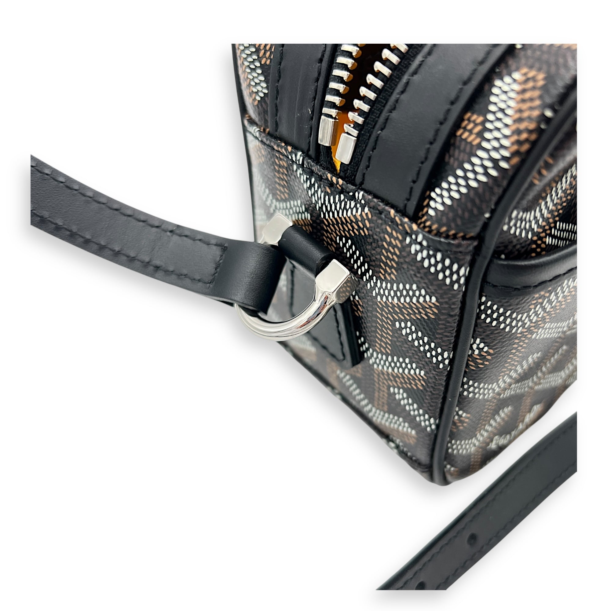 Cap Vert Crossbody Bag Black in Coated Canvas, Silver hardware