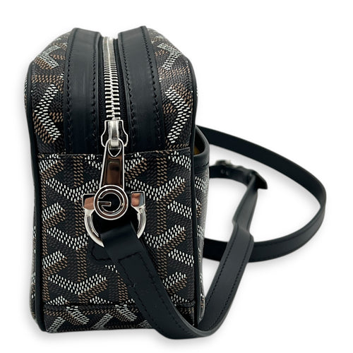 Cap Vert Crossbody Bag Black in Coated Canvas, Silver hardware