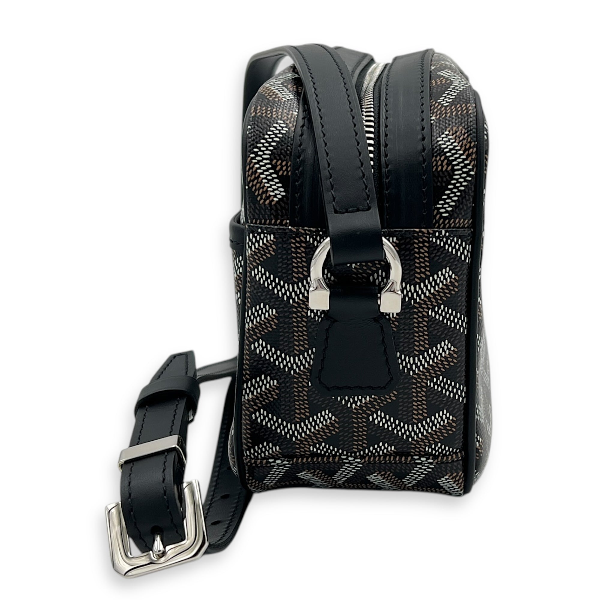 Cap Vert Crossbody Bag Black in Coated Canvas, Silver hardware