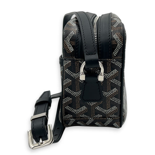 Cap Vert Crossbody Bag Black in Coated Canvas, Silver hardware