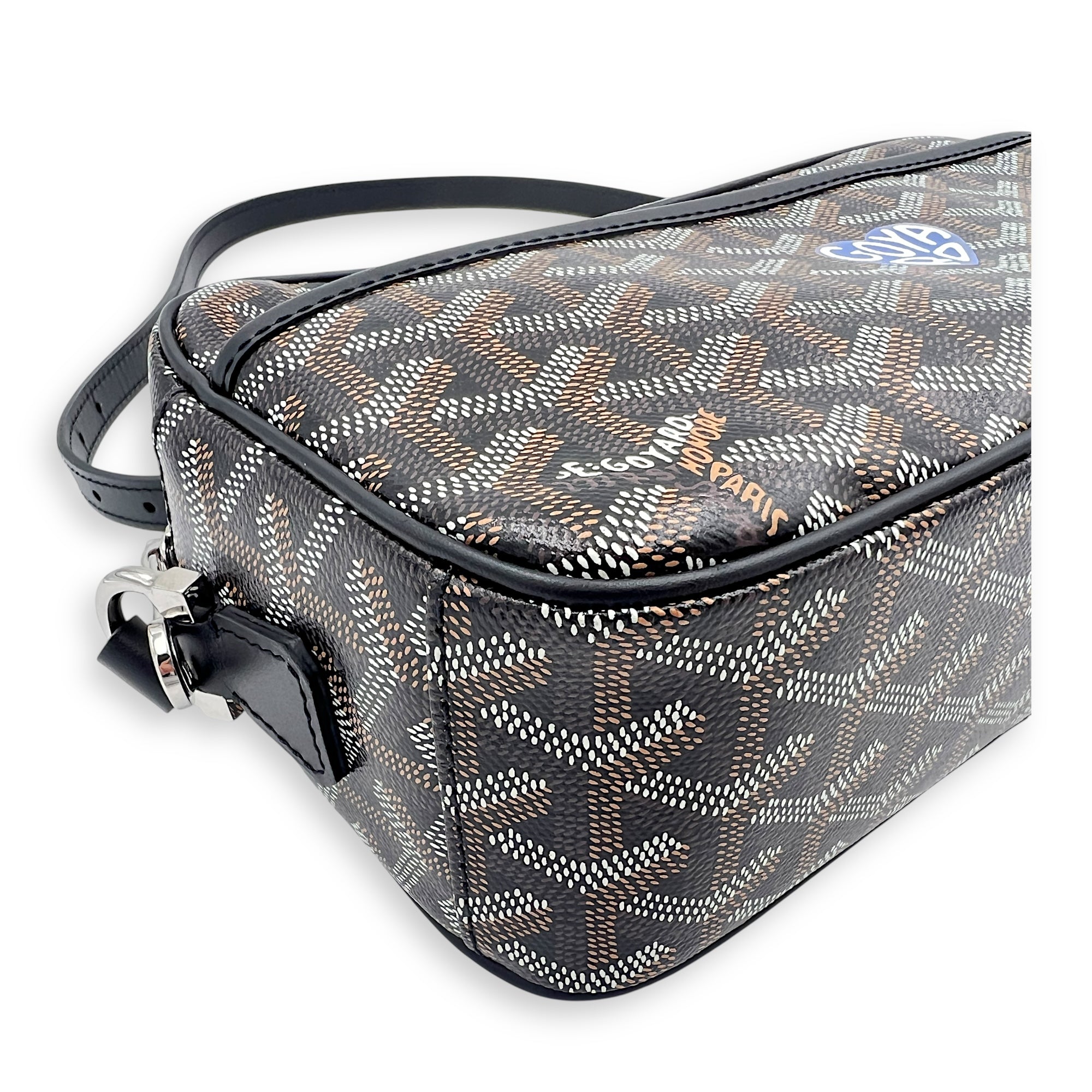 Cap Vert Crossbody Bag Black in Coated Canvas, Silver hardware