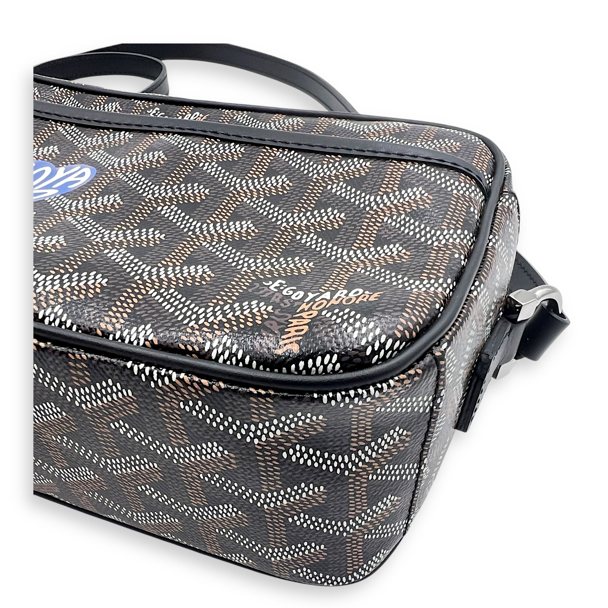 Cap Vert Crossbody Bag Black in Coated Canvas, Silver hardware