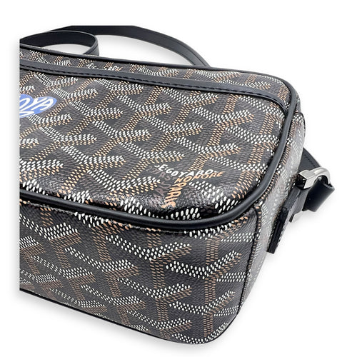 Cap Vert Crossbody Bag Black in Coated Canvas, Silver hardware