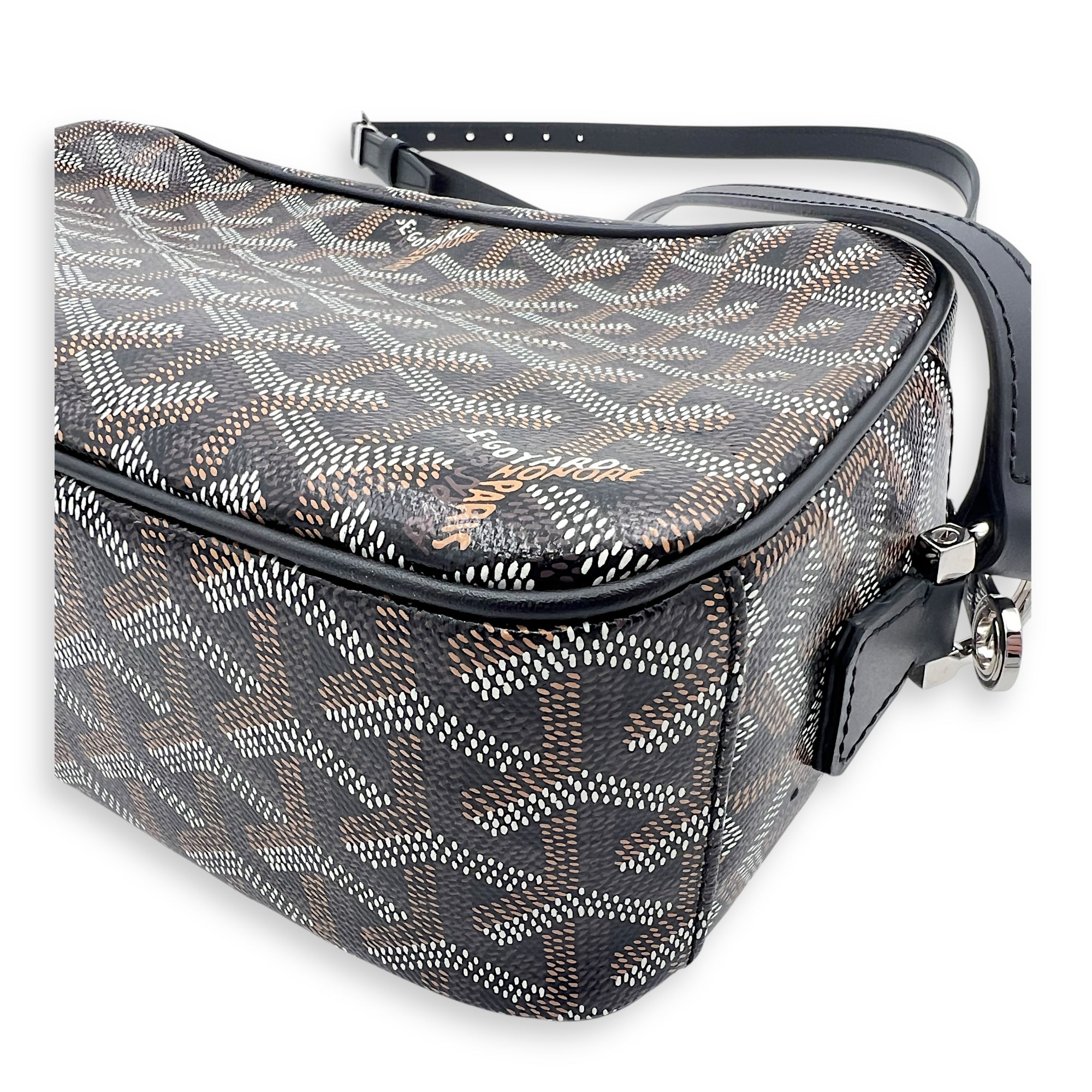 Cap Vert Crossbody Bag Black in Coated Canvas, Silver hardware