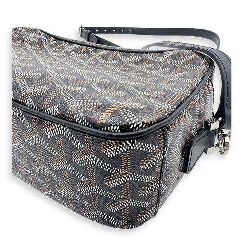 Cap Vert Crossbody Bag Black in Coated Canvas, Silver hardware