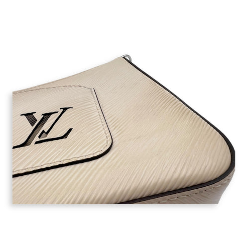 Marellini White Crossbody Bag in Epi Leather, Silver hardware