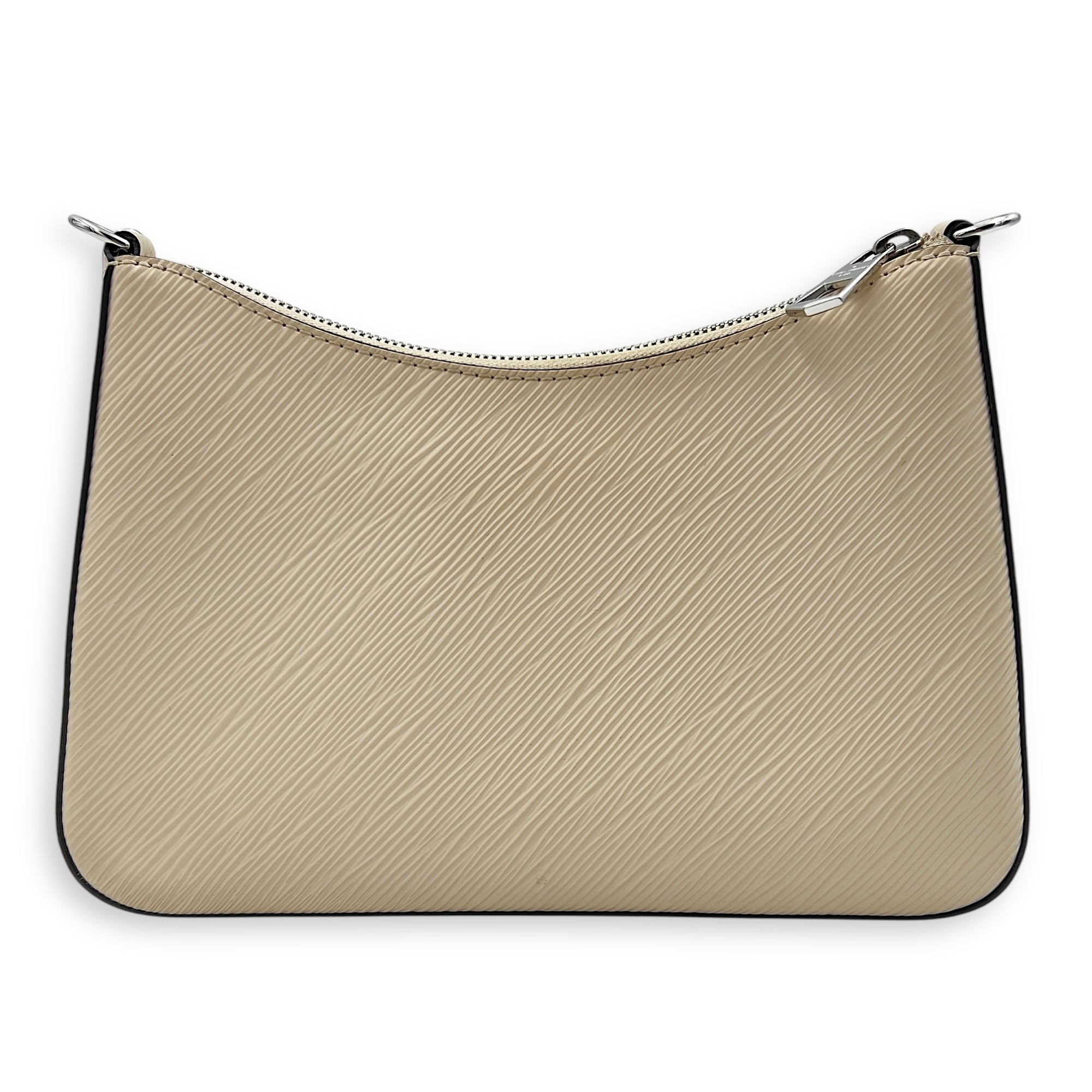 Marellini White Crossbody Bag in Epi Leather, Silver hardware
