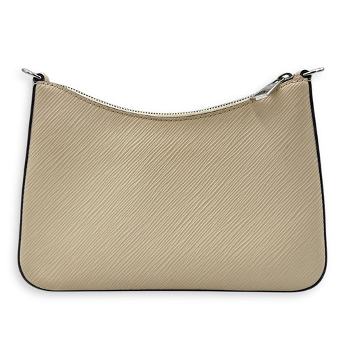 Marellini White Crossbody Bag in Epi Leather, Silver hardware