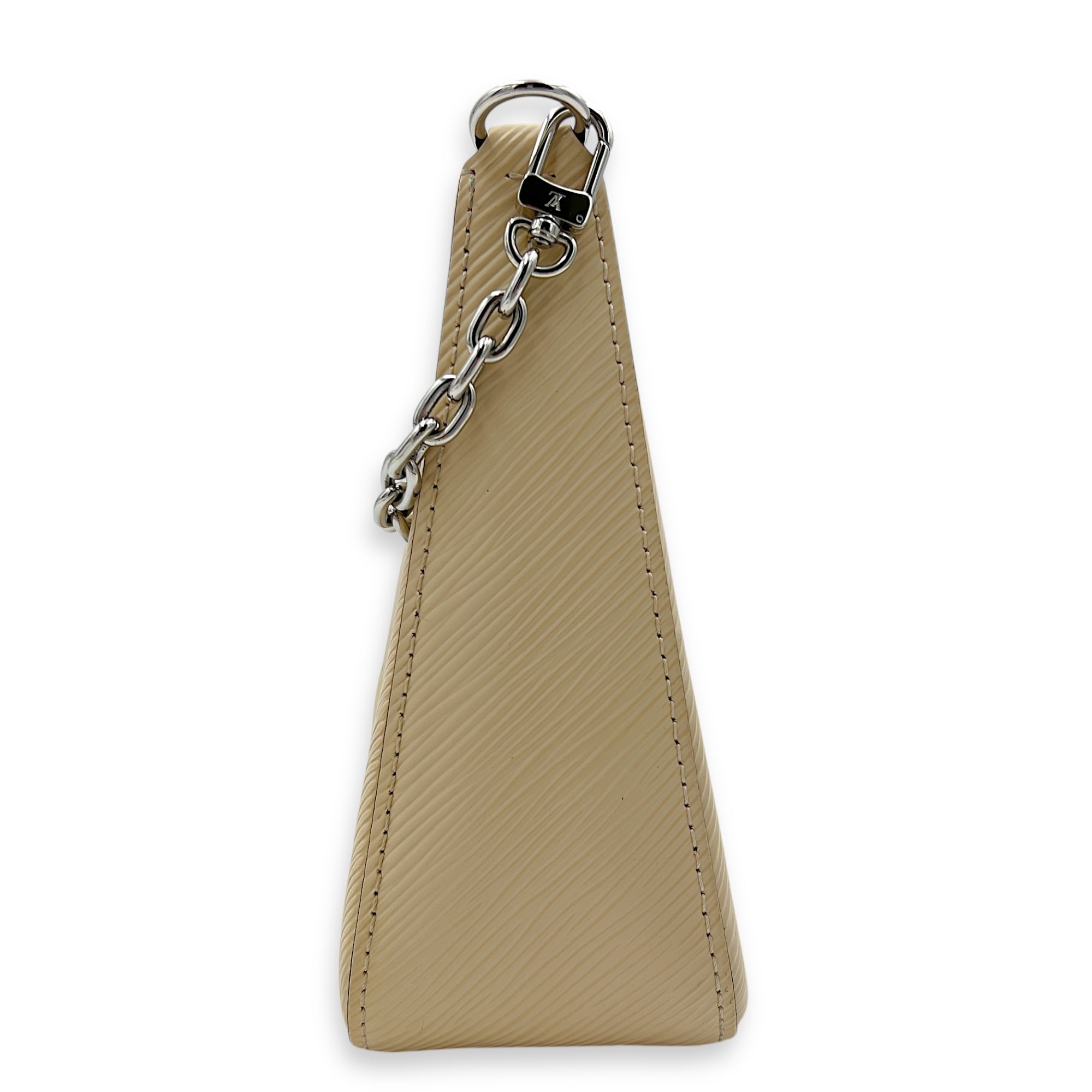 Marellini White Crossbody Bag in Epi Leather, Silver hardware