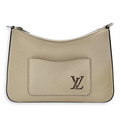 Marellini White Crossbody Bag in Epi Leather, Silver hardware