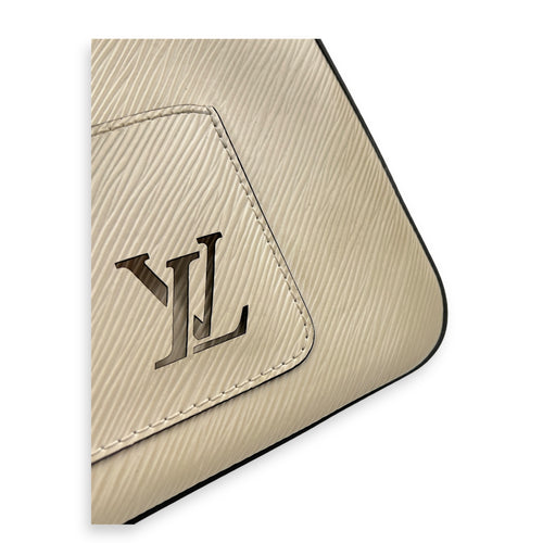 Marellini White Crossbody Bag in Epi Leather, Silver hardware