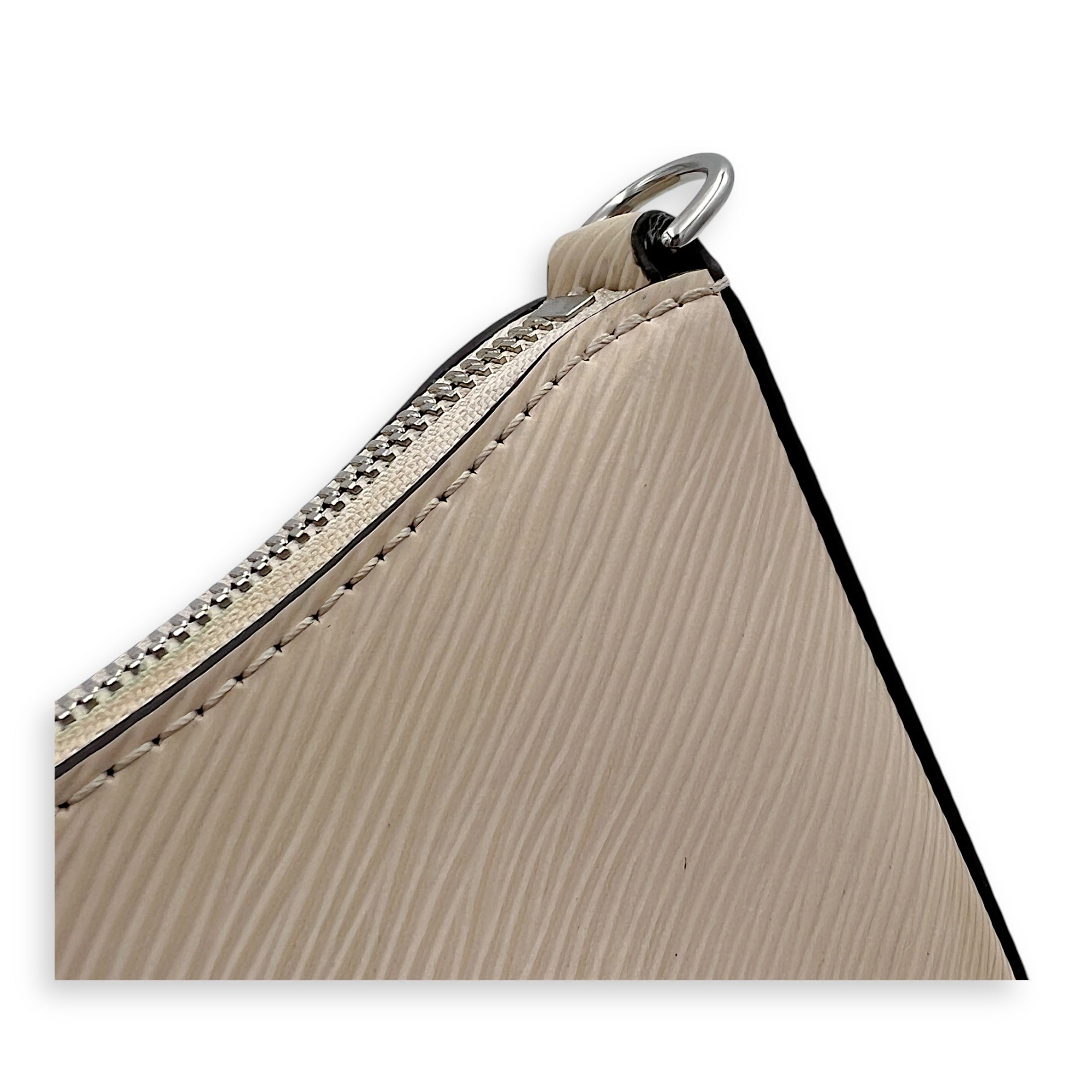 Marellini White Crossbody Bag in Epi Leather, Silver hardware