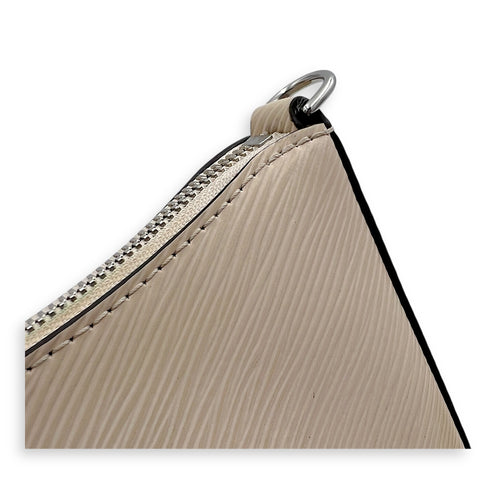 Marellini White Crossbody Bag in Epi Leather, Silver hardware