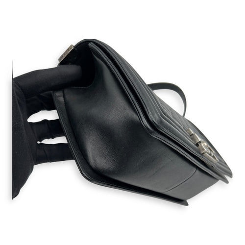 Boy Shoulder Bag Black in Lambskin, Ruthenium hardware