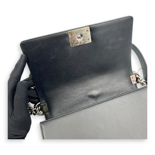 Boy Shoulder Bag Black in Lambskin, Ruthenium hardware