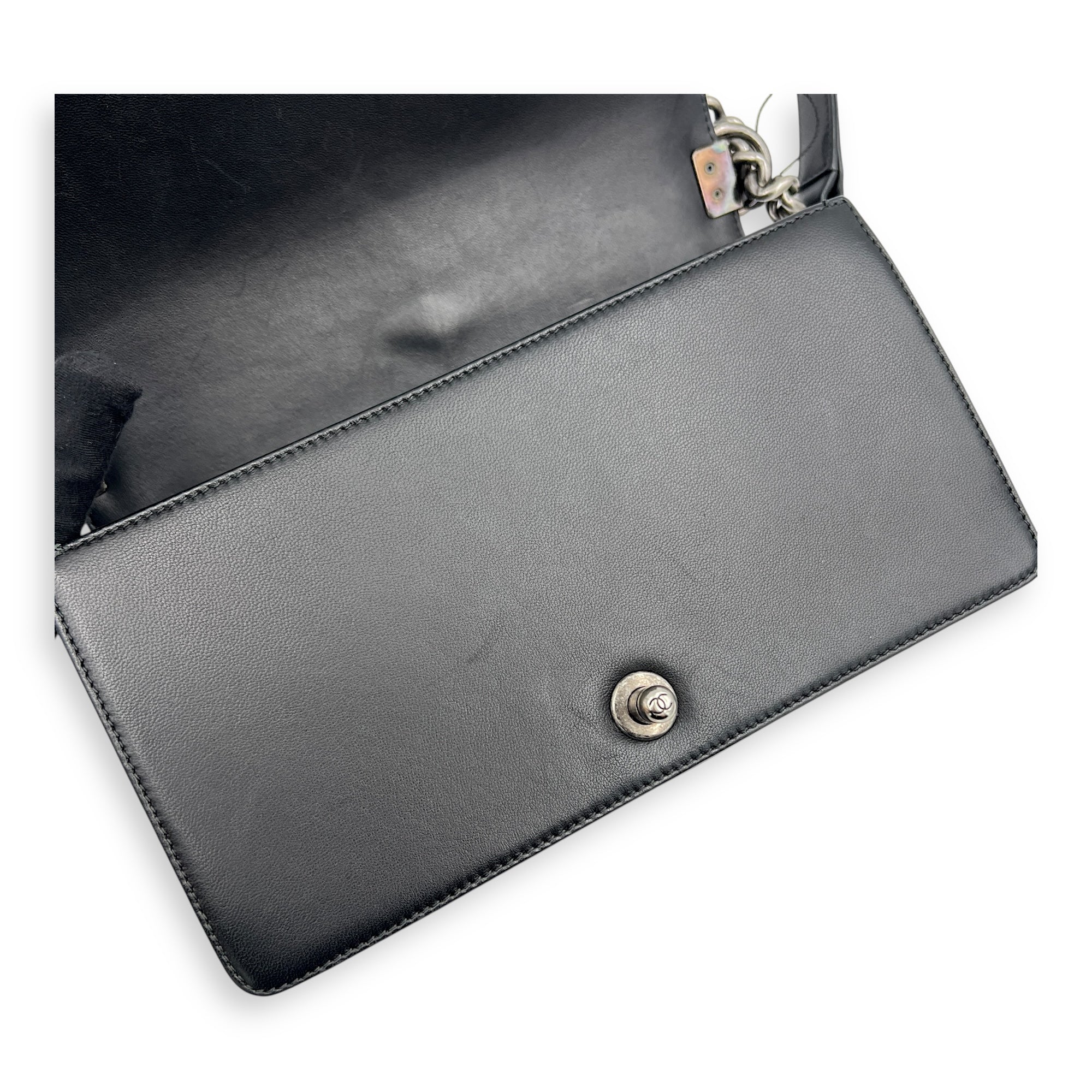 Boy Shoulder Bag Black in Lambskin, Ruthenium hardware