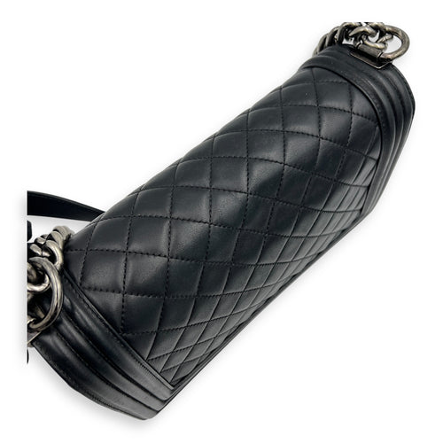 Boy Shoulder Bag Black in Lambskin, Ruthenium hardware