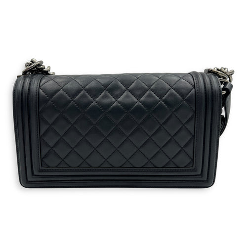 Boy Shoulder Bag Black in Lambskin, Ruthenium hardware